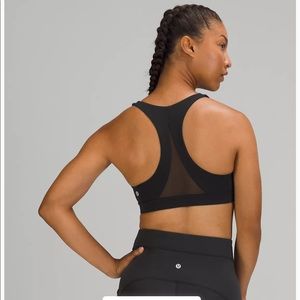 Lululemon Invigorate Medium Support Black Racerback Mesh Sports Bra Size 4